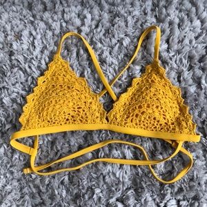 yellow crochet bikini top